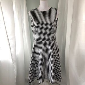 Chaps Black and White Houndstooth Dress